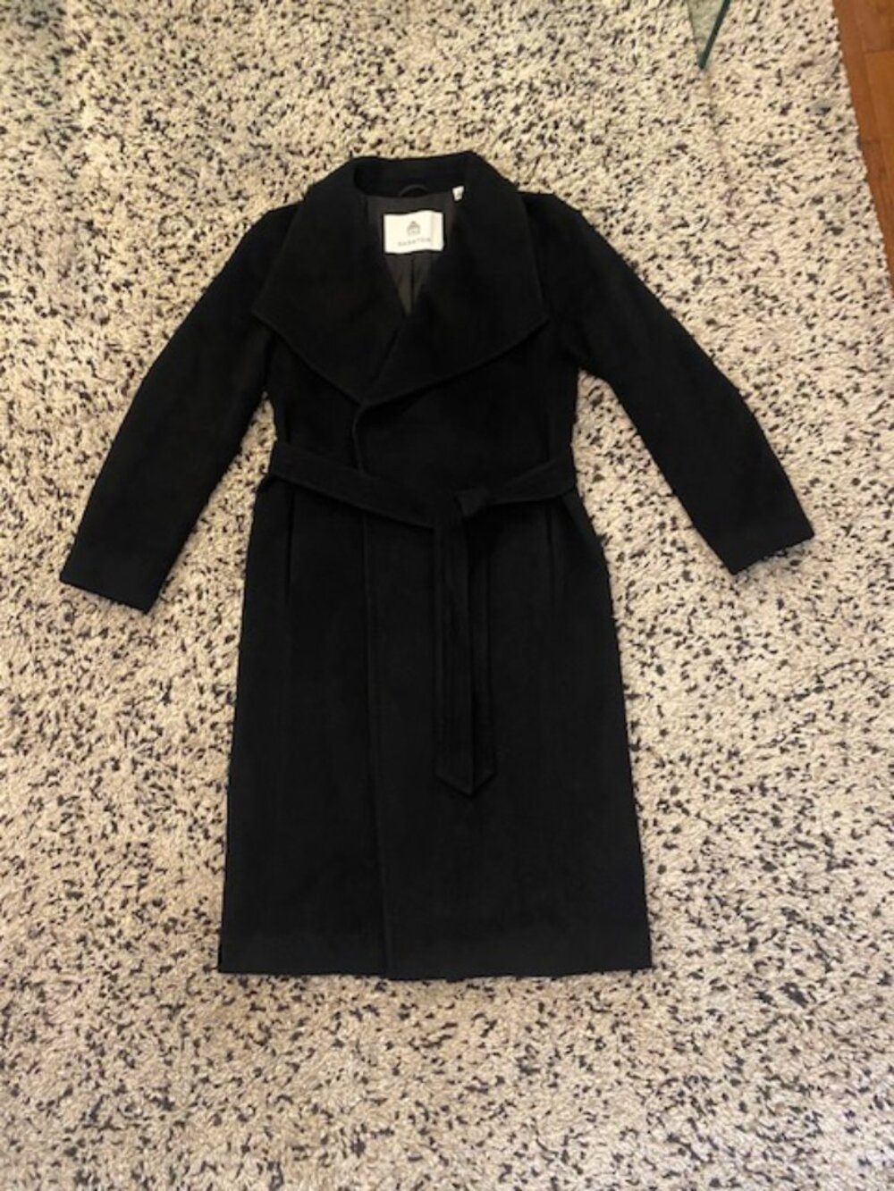 Babaton Montage Coat Black Small Camel Hair & Virgin Wool Wrap Belted - Picture 5 of 16